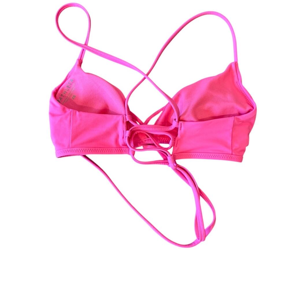 ATHLETA Dark Pink Fuschia Swim Suit Top Bikini Top Tie at back XS Bathing Suit - Picture 2 of 3